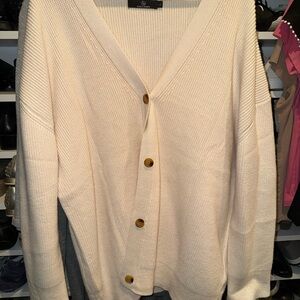 Elegant Cream Button Cardigan